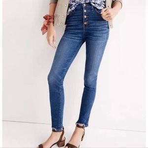 Madewell 10" High Rise Skinny Raw Chewed Hem Jeans, Size 28